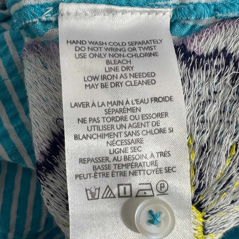 NWT Anthropologie Maeve Embroidered Button-Down Floral Patchwork Turquoise - Picture 7 of 8